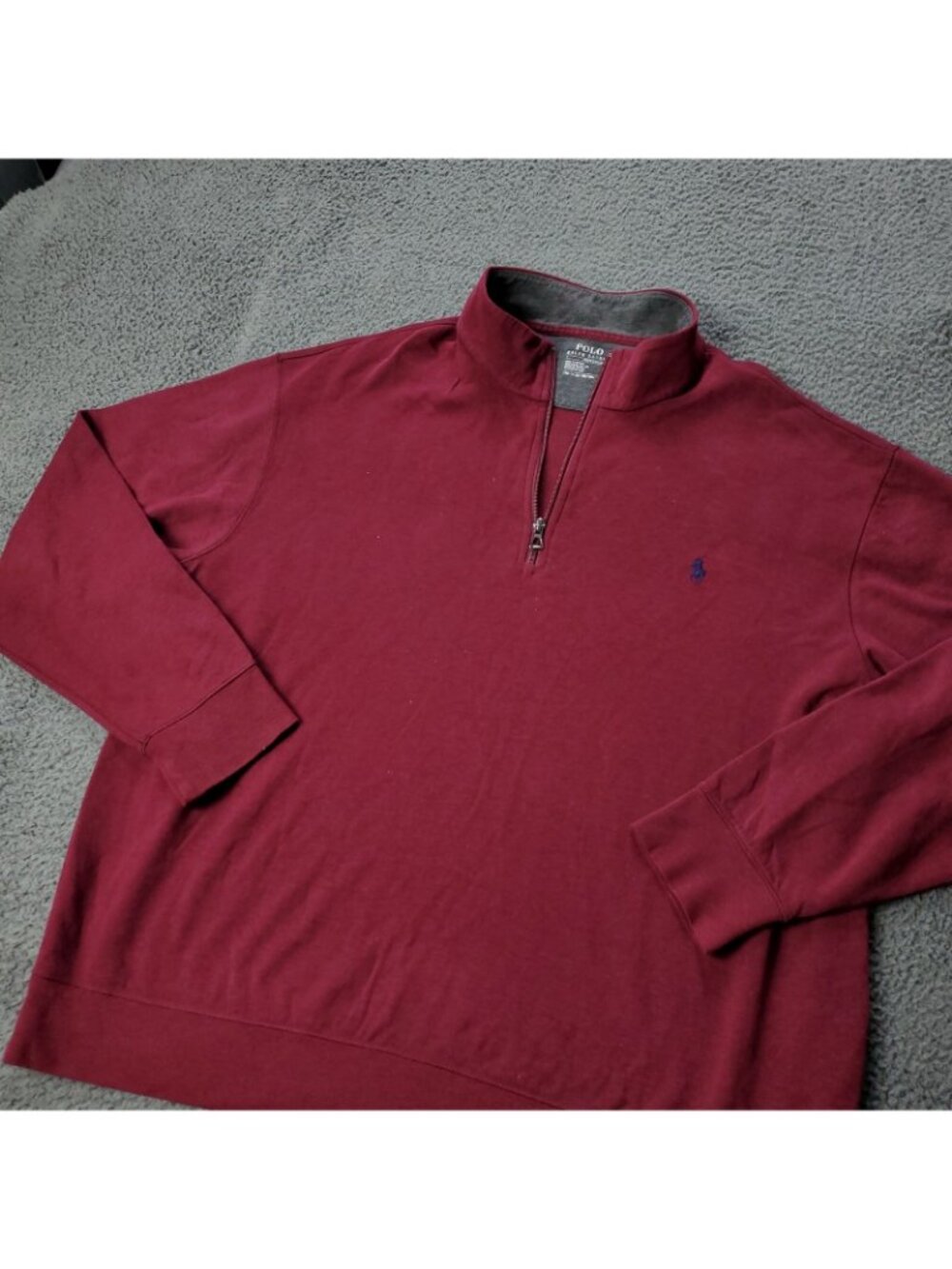Polo Ralph Lauren Sweater Mens 1XB Big Zip Up Maroon Burgundy Pullover